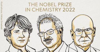 3 nhà khoa học đạt giải Nobel Hóa học 2022. Ảnh: NOBEL PRIZE