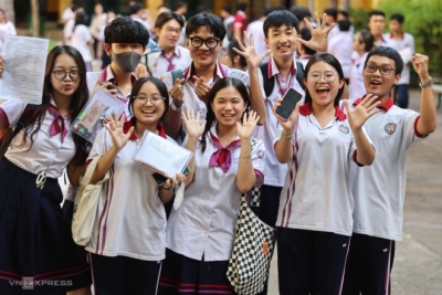 Thí sinh thi tốt nghiệp tại trường THPT Trưng Vương, quận 1, tháng 6/2024. Ảnh: Quỳnh Trần