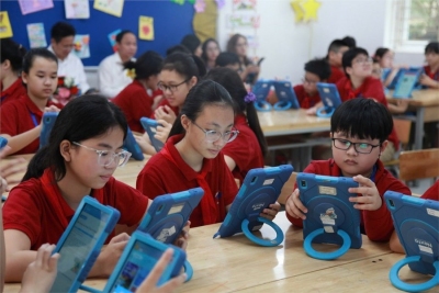 Nhiều trường học tại Hà Nội bắt đầu thí điểm thực hiện mô hình giáo dục thông minh. Ảnh: Sở GD&ĐT Hà Nội.