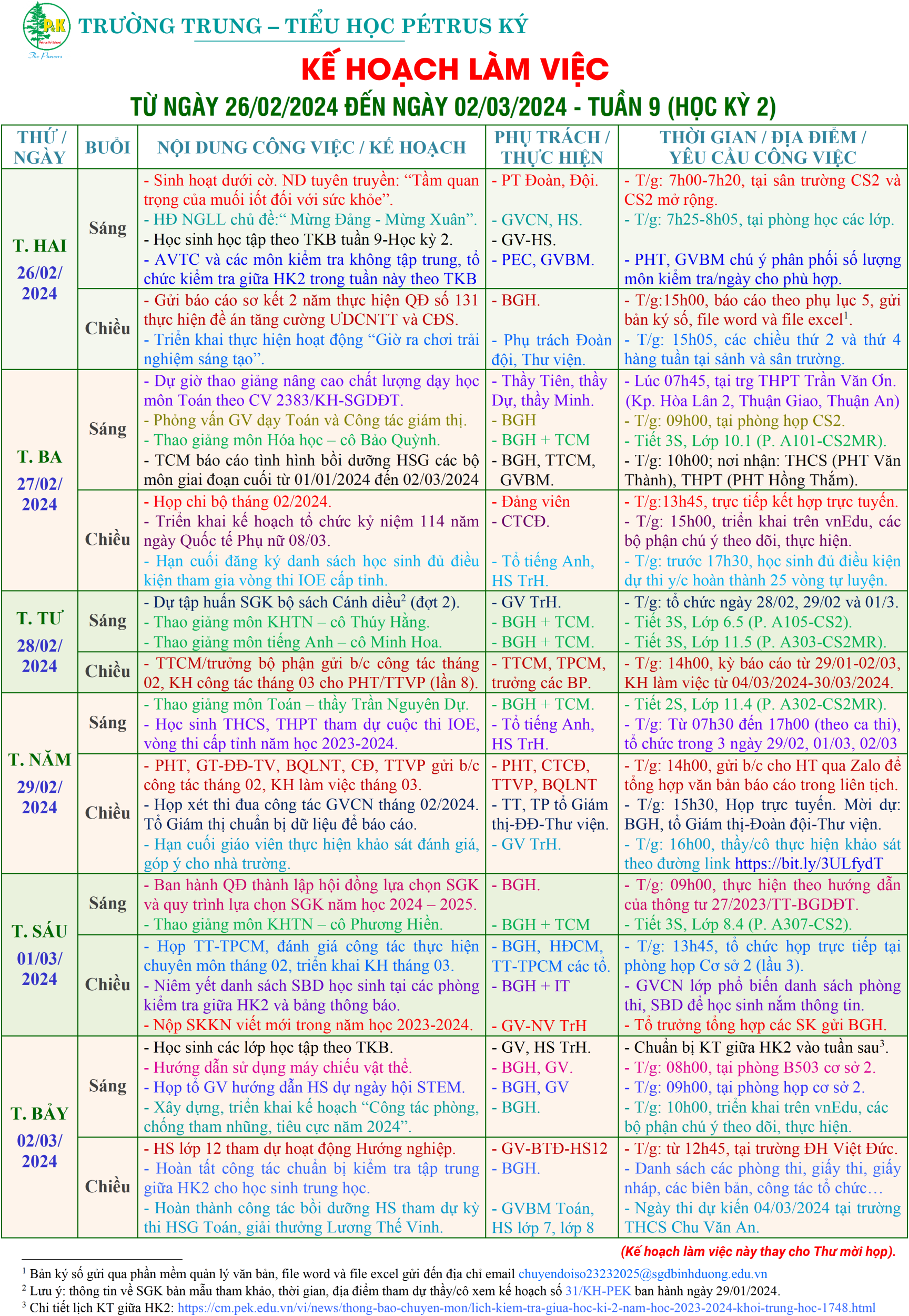 kh lam viec tu 26 02 2024 den 02 03 2024