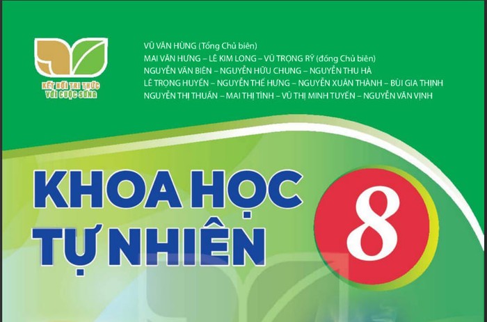 Sách giáo khoa Khoa học tự nhiên 8- bộ Kết nối tri thức với cuộc sống có 15 tác giả (Ảnh: Nguyên Khang)