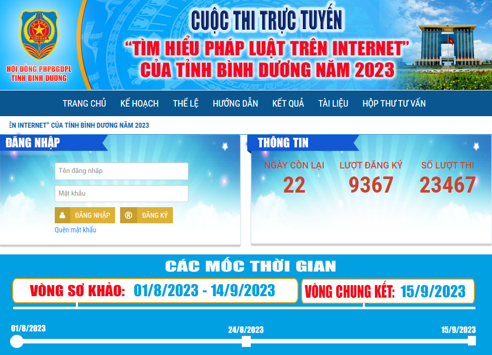 Thông báo về việc tham gia cuộc thi "Tìm hiểu pháp luật trên Internet của tỉnh Bình Dương năm 2023"