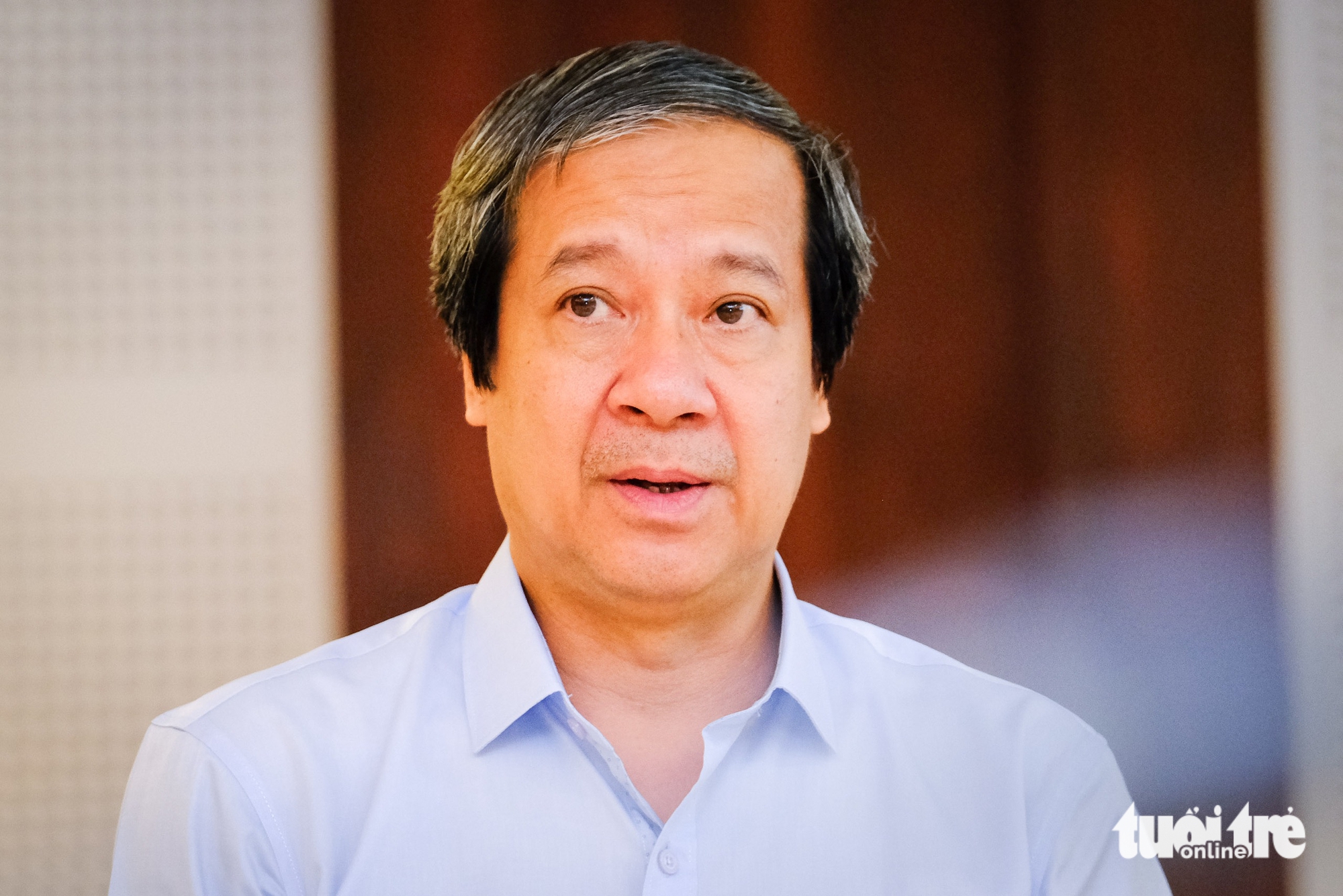 Bộ trưởng Bộ Giáo dục và Đào tạo Nguyễn Kim Sơn tại buổi làm việc ở tỉnh Gia Lai - Ảnh: TẤN LỰC