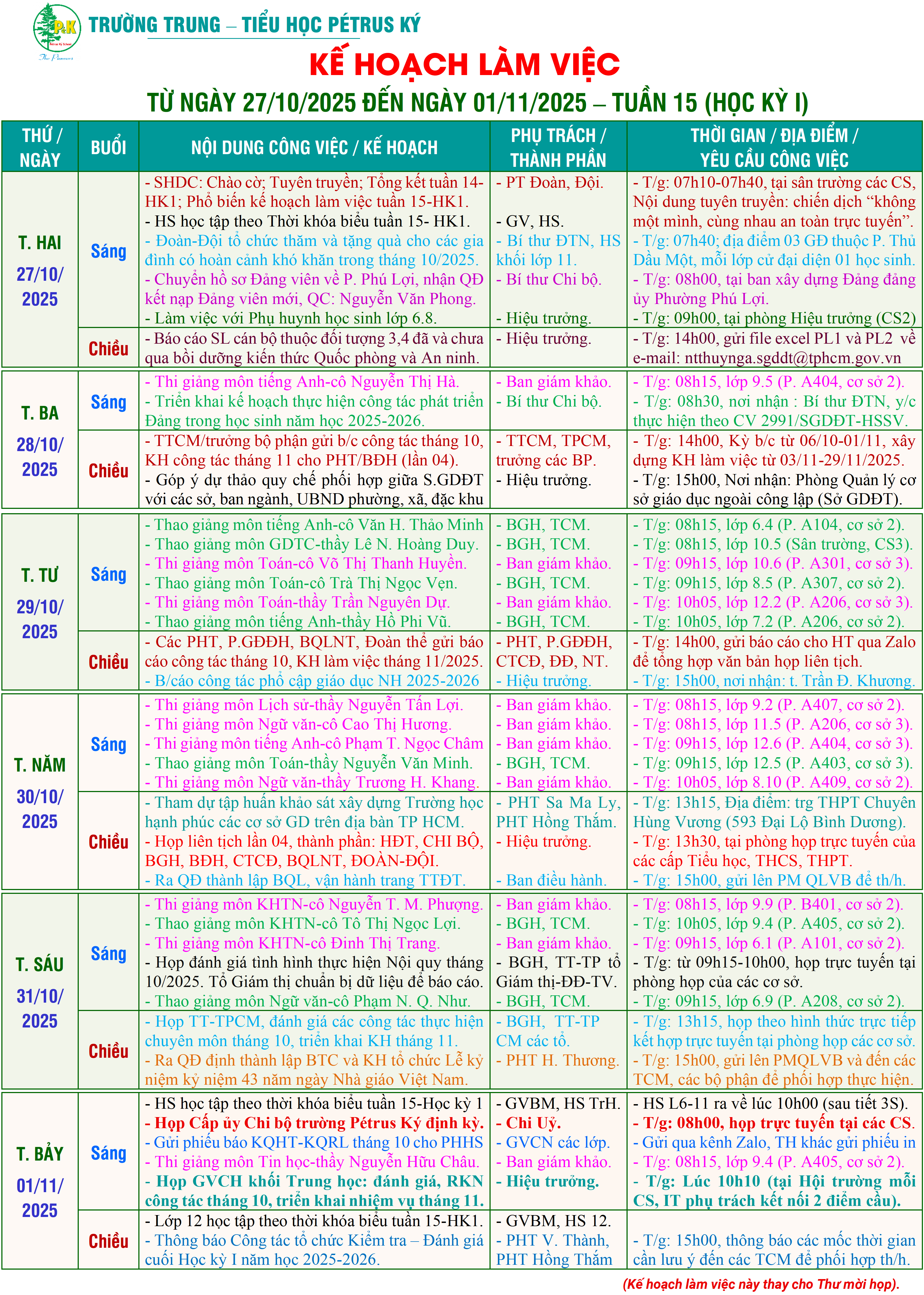 18kh lam viec tu 27 10 2025 den 01 11 2025 cap nhat