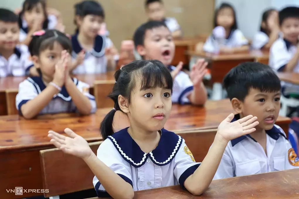 Học sinh trường Tiểu học Bùi Văn Mới, TP HCM, tháng 9/2025.