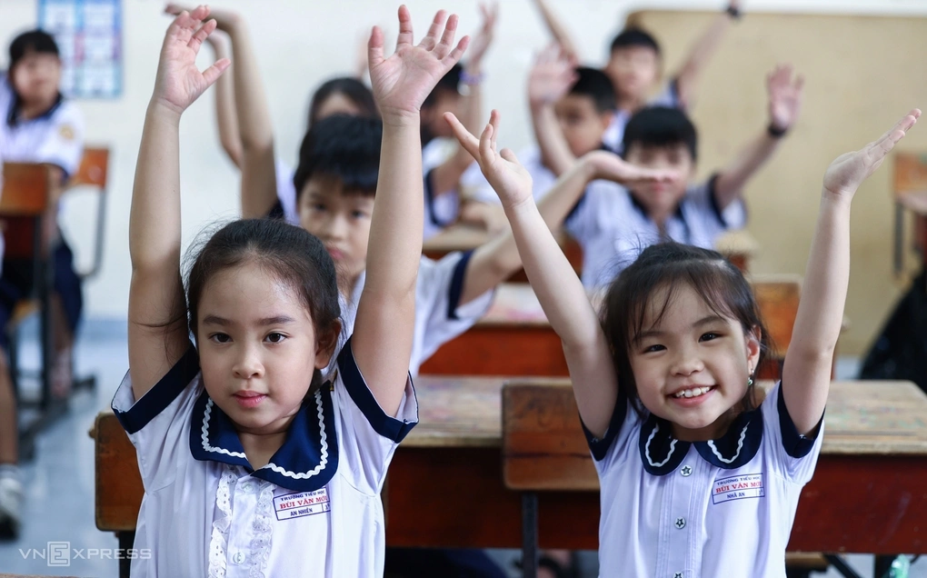 Học sinh trường tiểu học Bùi Văn Mới, TP HCM, tháng 9/2025.
