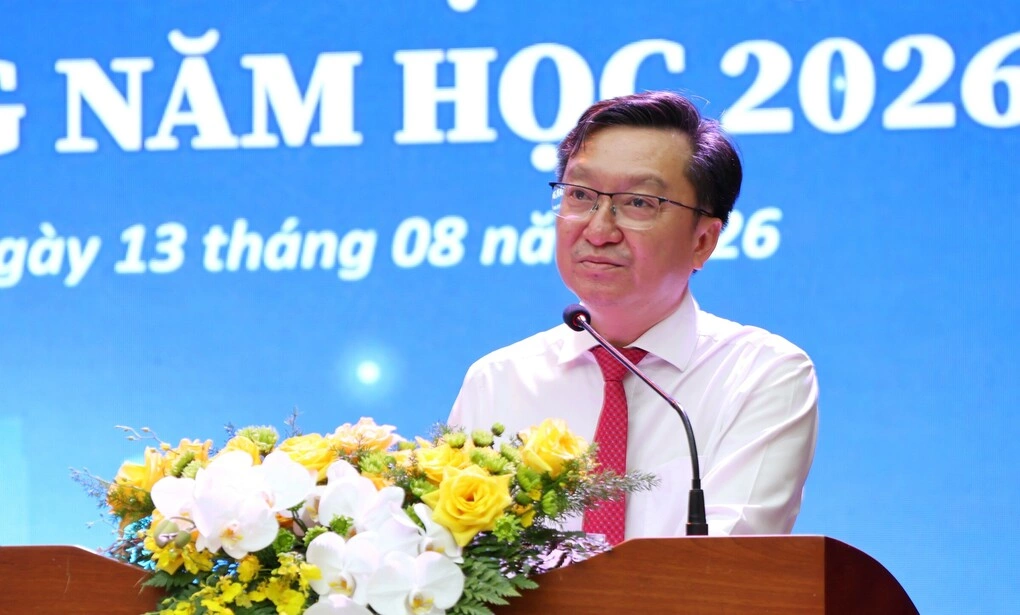 Ông Nguyễn Bảo Quốc nêu các nhiệm vụ trong năm học mới, ngày 13/8.