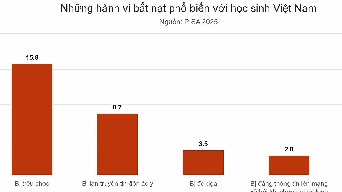 Gần 20% học sinh Việt bị bắt nạt 'vài lần mỗi tháng'