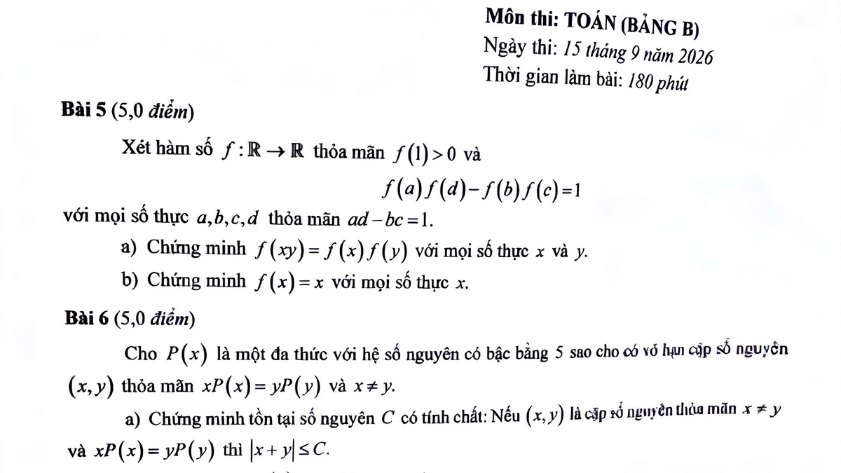 Đề và lời giải môn Toán thi chọn đội tuyển quốc gia của Hà Nội ngày 2