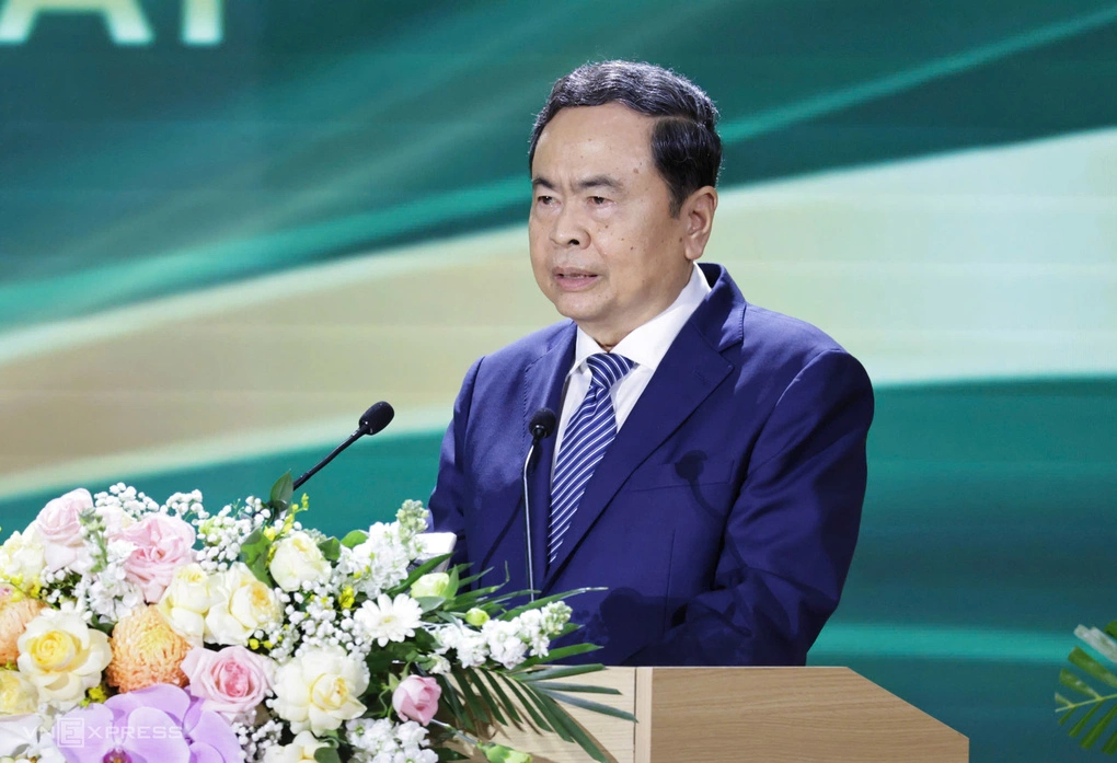 Chủ tịch Quốc hội Trần Thanh Mẫn tại Lễ kỷ niệm 70 năm thành lập Học viện Nông nghiệp Việt Nam, sáng 10/10.