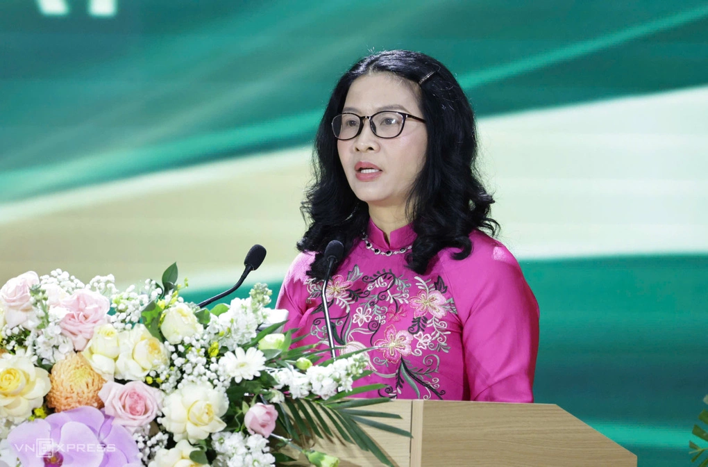 GS.TS Nguyễn Thị Lan, Giám đốc Học viện Nông nghiệp Việt Nam, tại Lễ kỷ niệm 70 năm thành lập trường, sáng 10/10.