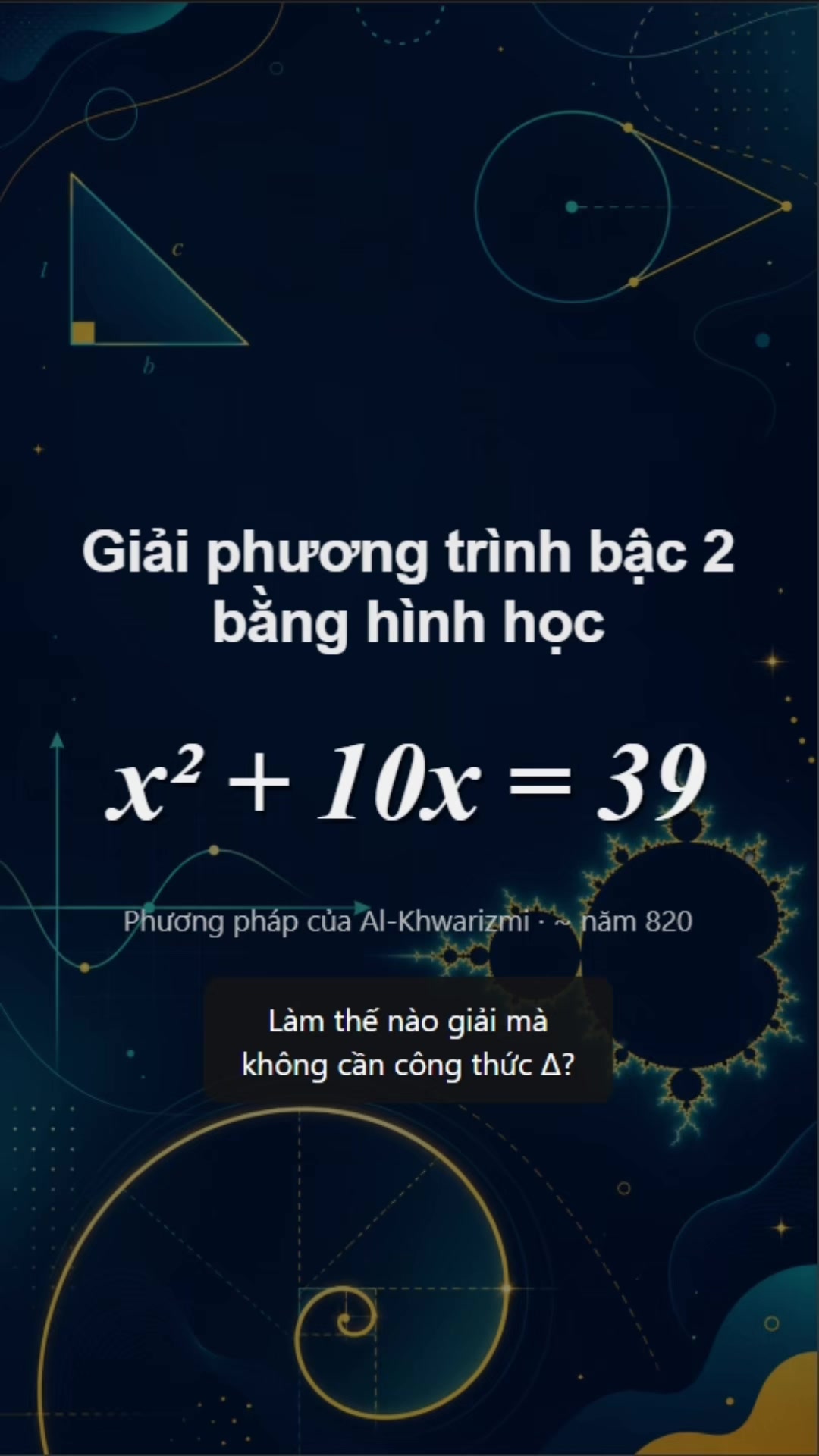 Giải phương trình bậc 2 bằng hình học #toan #math