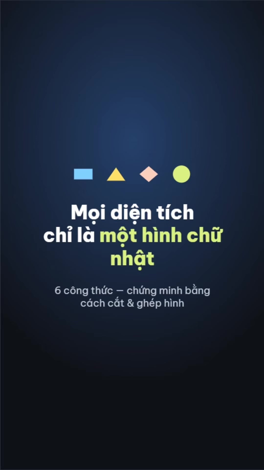 Mọi diện tích chỉ là một hình chữ nhật. 6 công thức tính diện tích được chứng minh bằng cách cắt và ghép hình #toan #math #dientich
