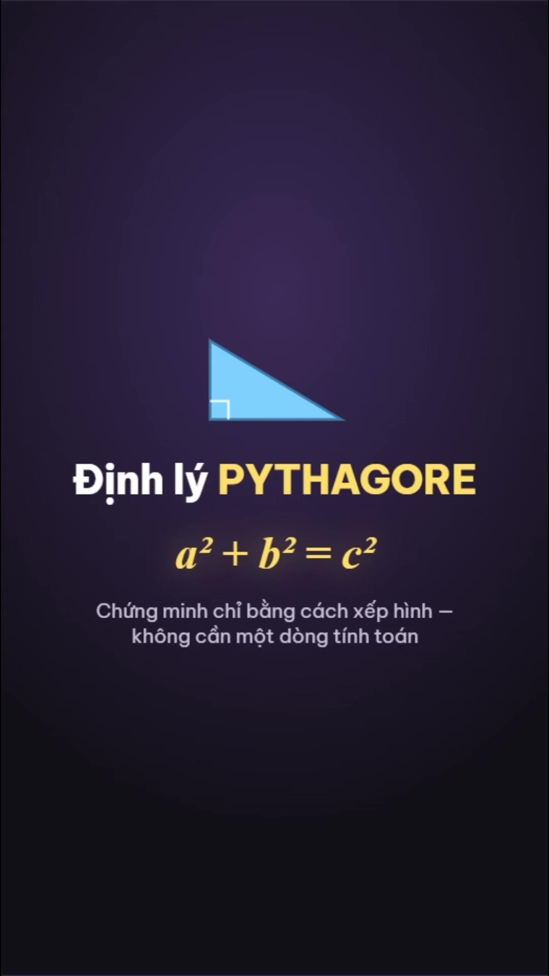 Định lý Pythagore - Đây là định lý nổi tiếng nhất lịch sử toán học. Và đây là cách chứng minh đẹp nhất của nó. #toan #math #pythagore