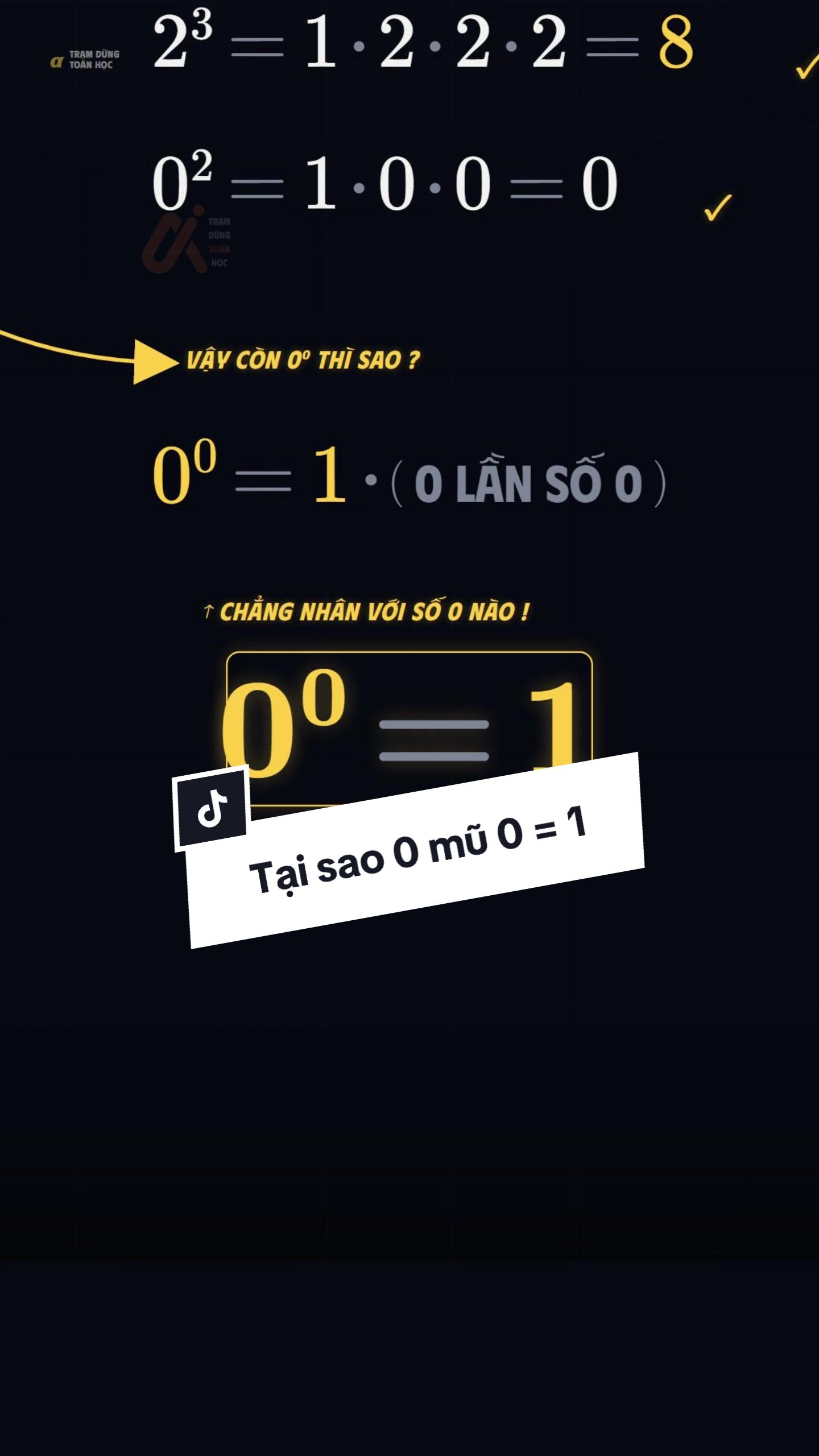 Tại sao 0 mũ 0 bằng 1? #toanhoc #xhuong #j4f #glassbox #tramdungtoanhoc