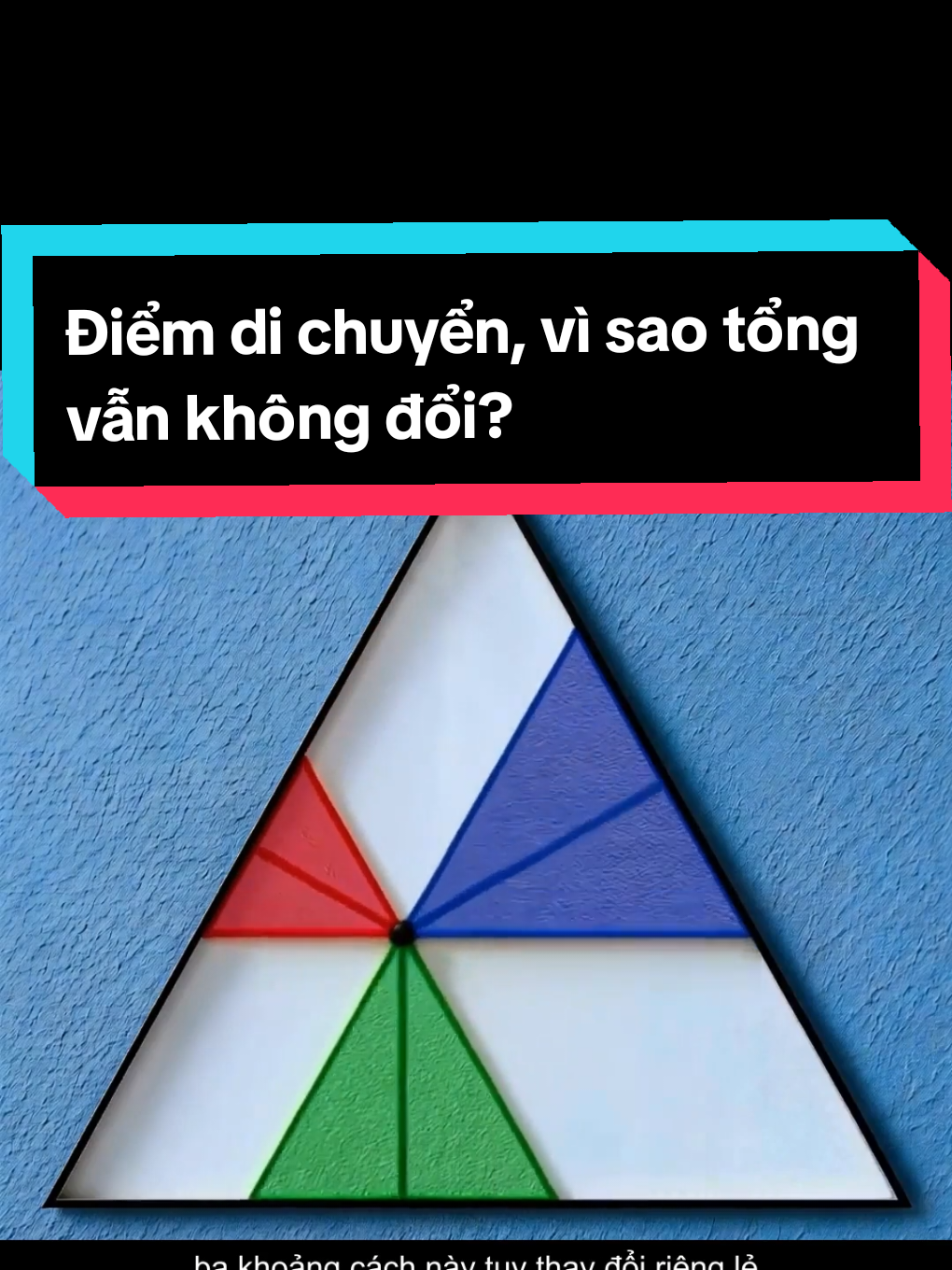 Điểm bên trong tam giác đều có thể di chuyển tùy ý, nhưng có một tổng luôn không đổi. Đây chính là vẻ đẹp của định lý Viviani. #toanhoc #khoahoc #kienthuc #giaimakienthuc #facts