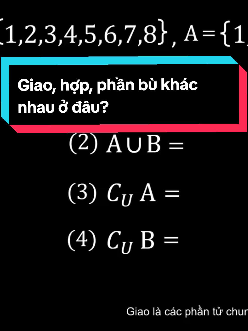 Giao, hợp, phần tù của tập hợp thực ra rất dễ nếu hiểu đúng bản chất. Chỉ cần nhớ quy tắc này là làm bài nhanh hơn hẳn! #toanhoc #khoahoc #kienthuc #giaimakienthuc #facts
